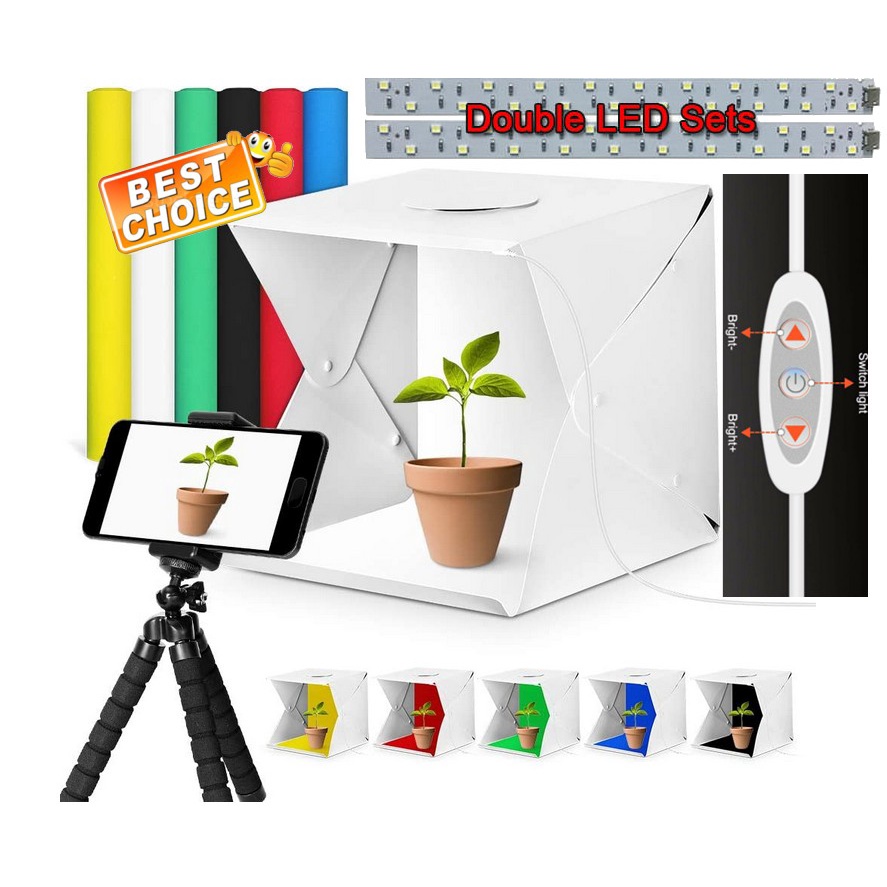 40CM 2 LED PANEL EXTRA BRIGHTNESS LIGHTING Portable FOLDABLE Camera ...