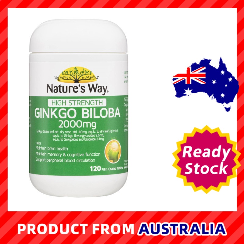 Nature's Way High Strength Ginkgo Biloba 2000mg 120 Tablets Shopee