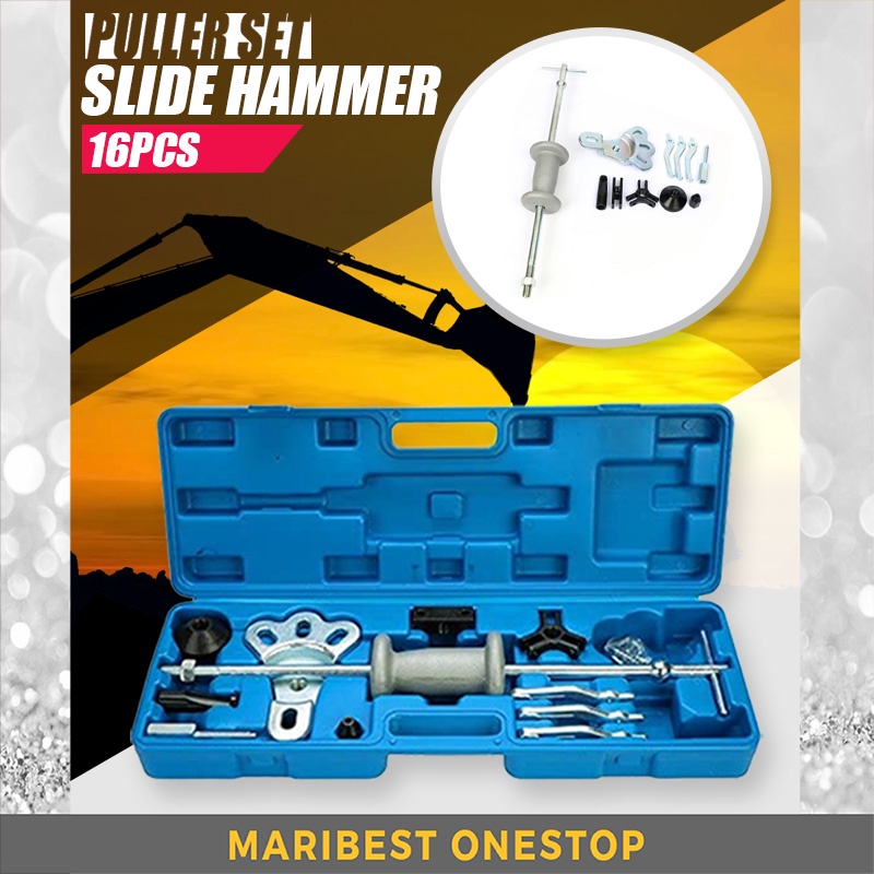16pcs Universal Axles Hub Slide Hammer Kit with External Jaw Pullers Internal Jaw Pullers Grip