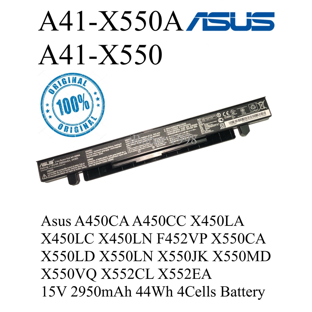 Original Asus A41-X550 A41-X550A A450CA A450LA X450LN X550CA X550 X550LD  X550LN X552EA 15V 2950mAh 44Wh 4Cells Battery