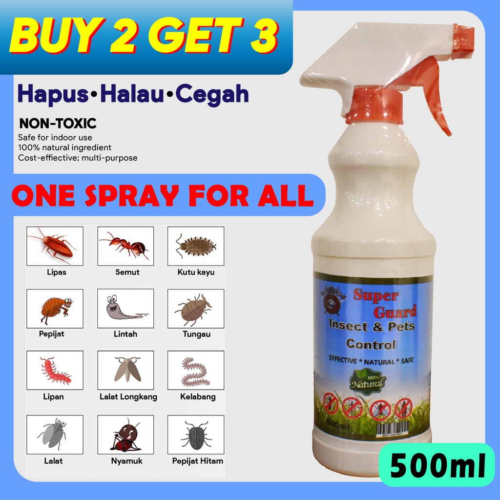 💥BUY 2 GET 3💥 SUPER GUARD Organic Insect & Pest Control 500ml 🔥Spray ...