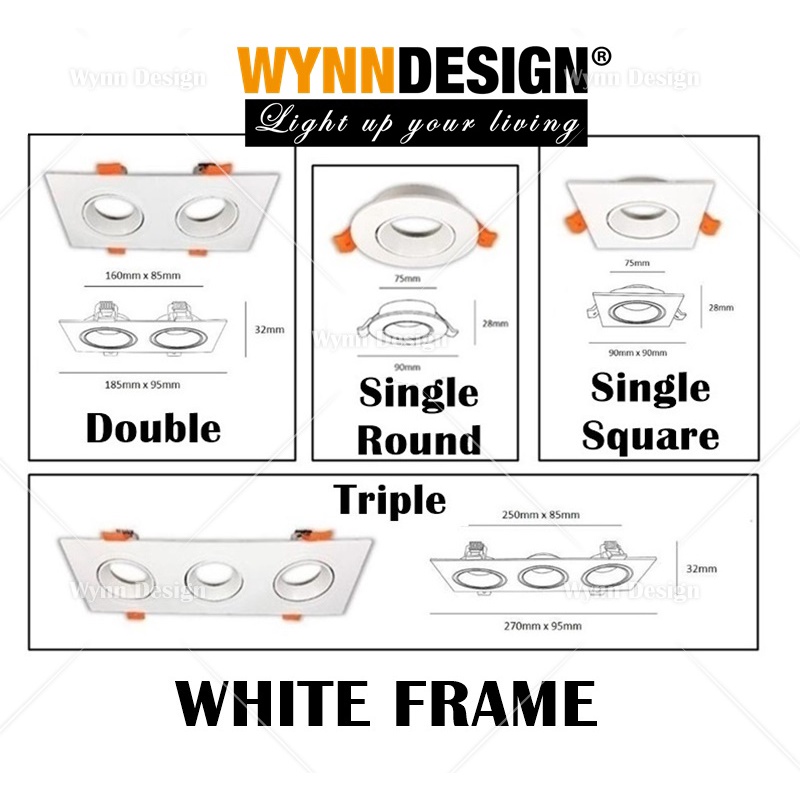 Wynn Design Eyeball Casing [White Frame] with GU10 Recess Downlight ...