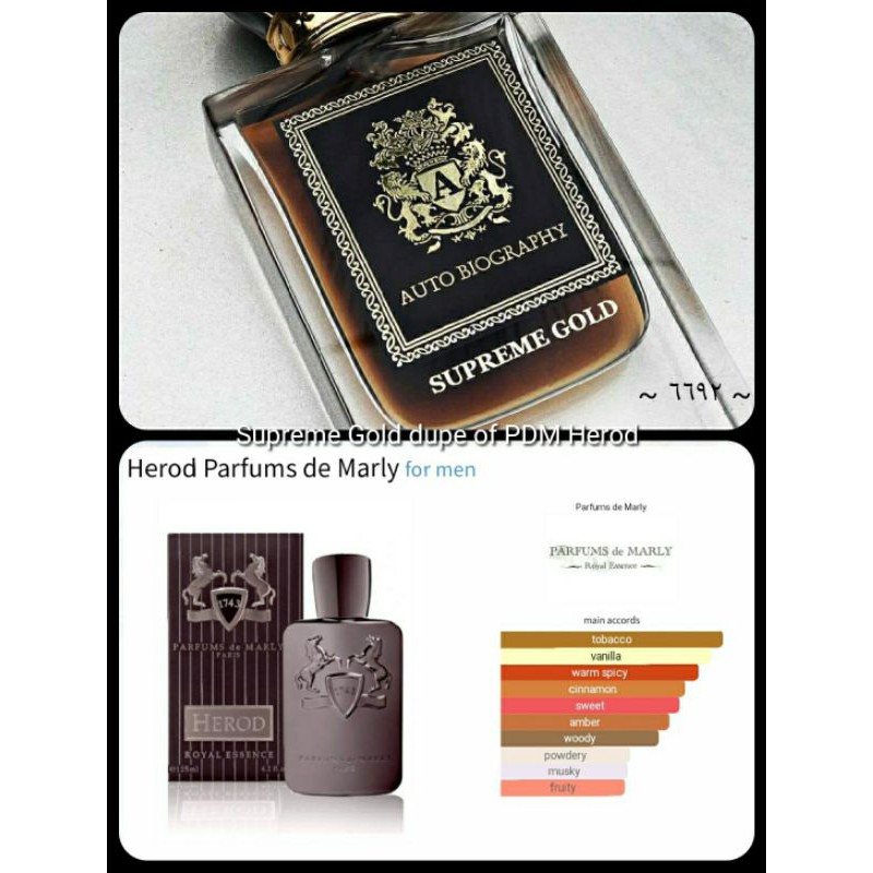 Supreme Gold Autobiography by paris corner perfumes dupe of PDM