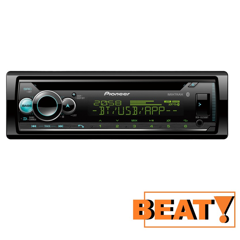 Pioneer DEHS5250BT SingleDin Bluetooth USB AUX Smart Sync Car