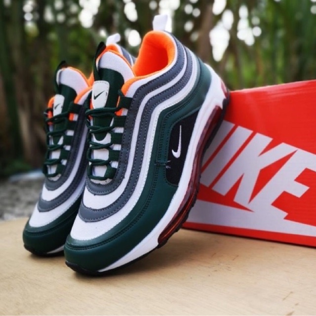 READY STOCKS ORIGINAL NIKE AIRMAX 97 GREEN WHITE ORANGE UNISEX SHOES NEW Shopee Malaysia