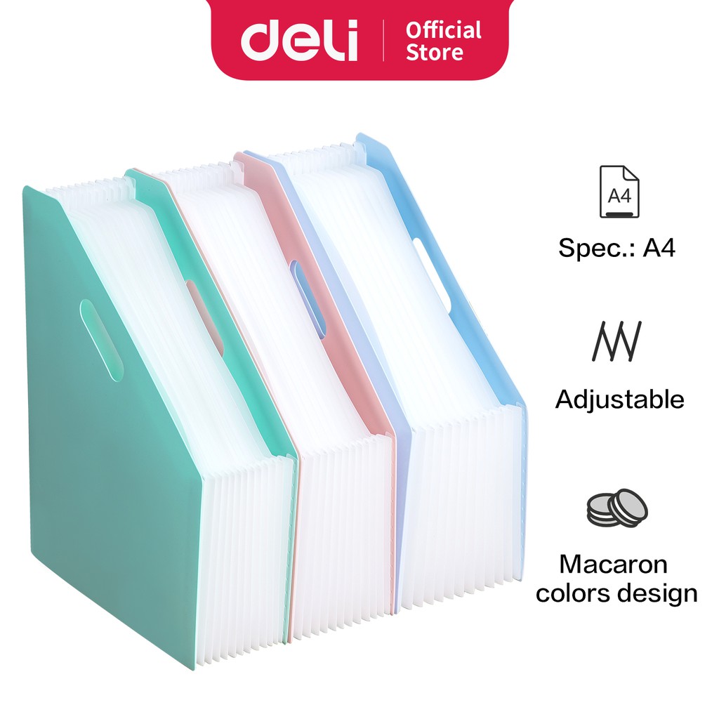 Deli Storage Macaron Colors Expanding File Adjustable Size A4 B41102 ...