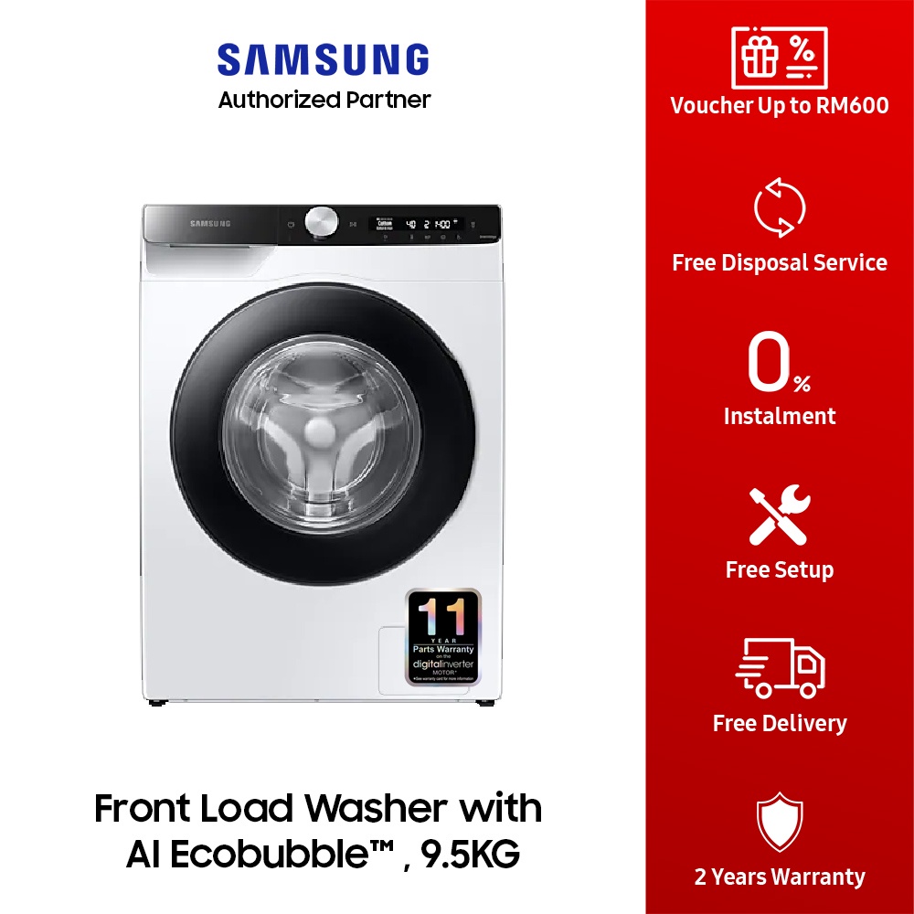 Samsung 9.5KG (WW95T534DAE) Front Load Washer With AI Control Washing ...