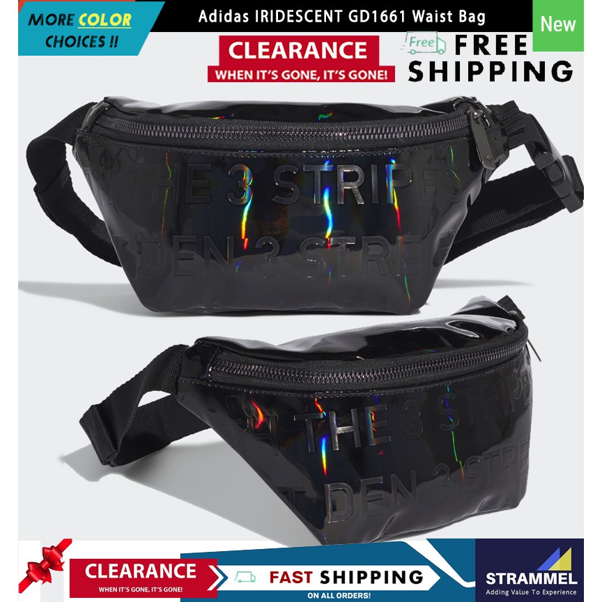 100 Authentic Adidas Waterproof IRIDESCENT GD1661 Waist Bag Black Waist Pouch Crossbody Bag Hip Pack Bum Bag Shoulder Shopee Malaysia