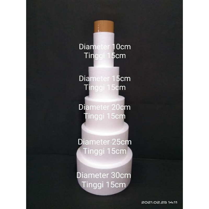 StyroArt 4-Tier Dummy Cake Set – 25/20/15/10x8cm Styrofoam Discs, 4 Cakes (16 Pieces)