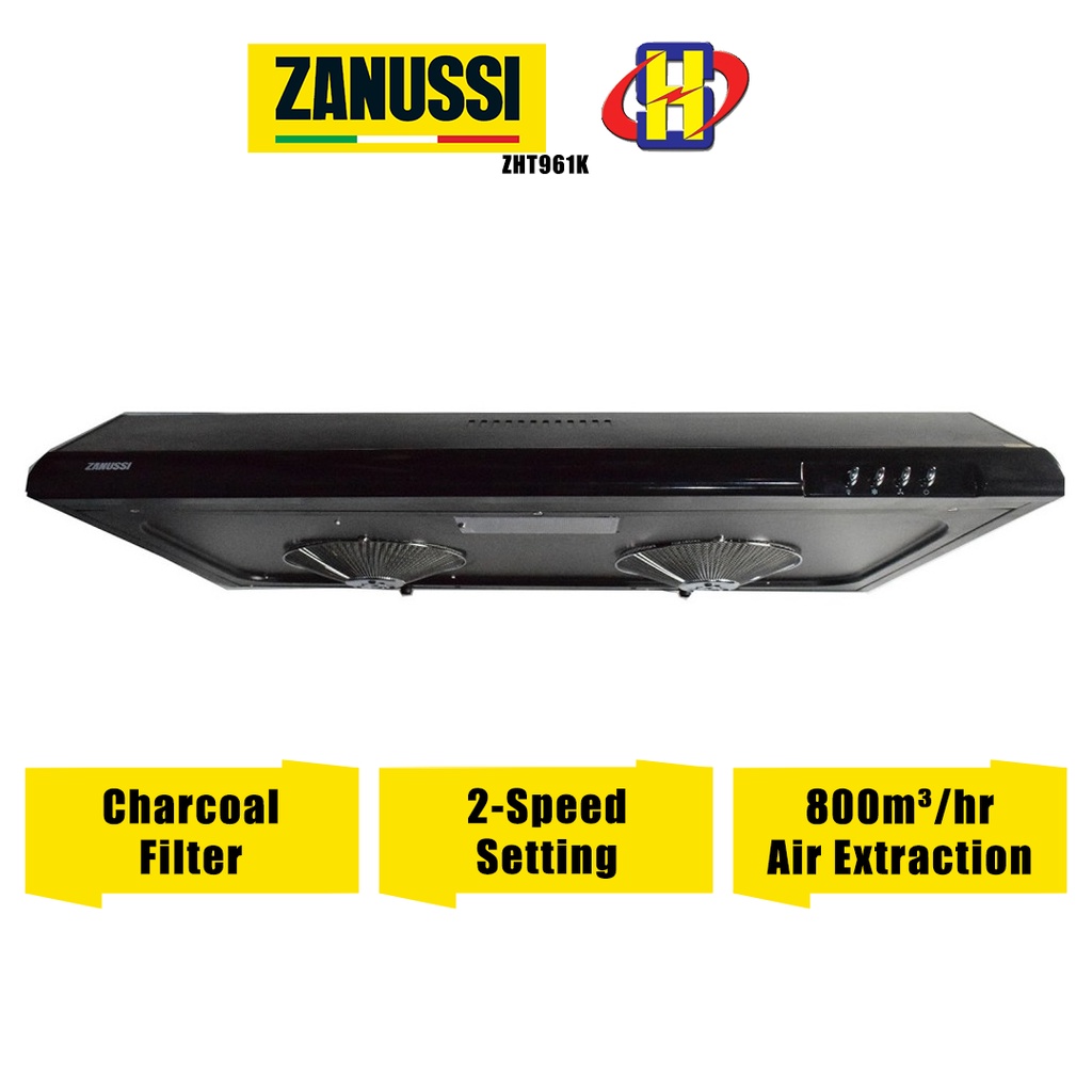 Zanussi Cooker Hood (90cm) 2Speed Setting Charcoal Filter Slim Line