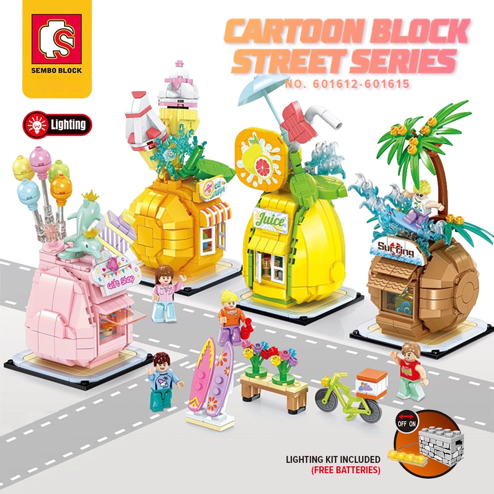 Sembo Block Lighting Lights Fruit Street View Theme Stall Cafe Ice ...