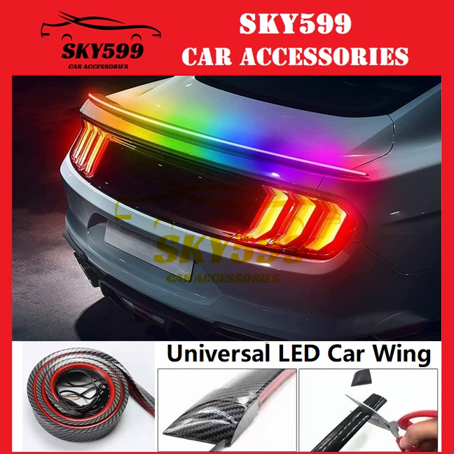 Universal LED Car Wing Tail Brake Light Strip Rear Spoiler Lip Tail ...