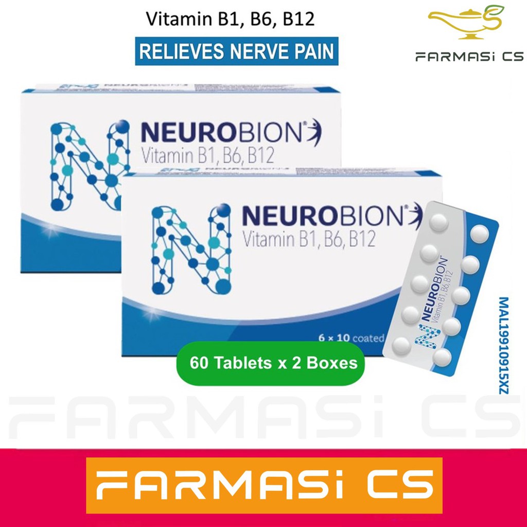 Neurobion Vitamin B1 B6 B12 Strengthen Nerves 60 Tablets x 2 boxes