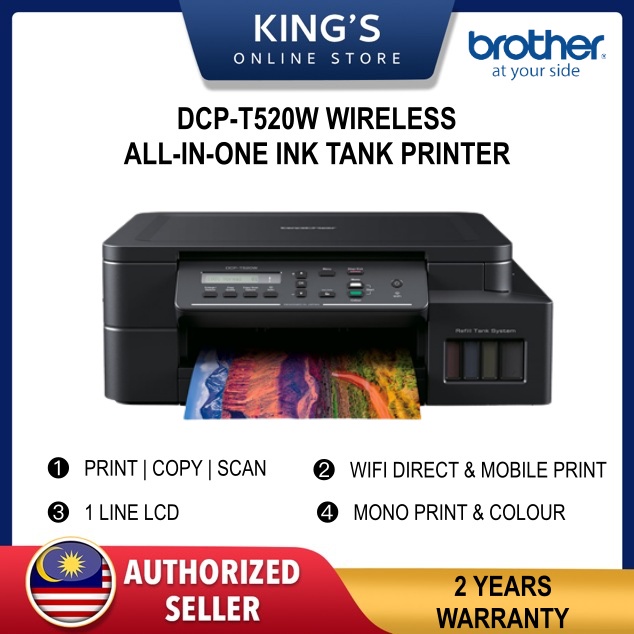 Brother Dcp-t520w Refill Ink Tank Print, Scan, Copy & Wireless Mfc 