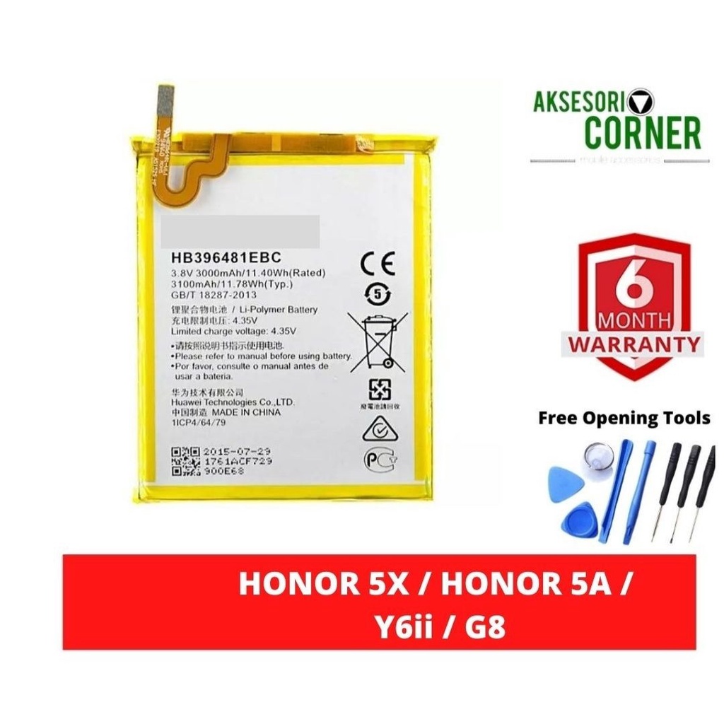 HUAWE HONOR 5X / HONOR 5A / Y6ii / G8 BATTERY (HB396481EBC) | Shopee ...