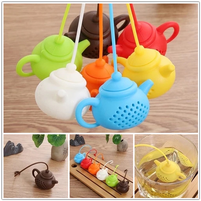 1Pcs Creative TeapotShape Tea Infuser Strainer Silicone Tea Bag Leaf