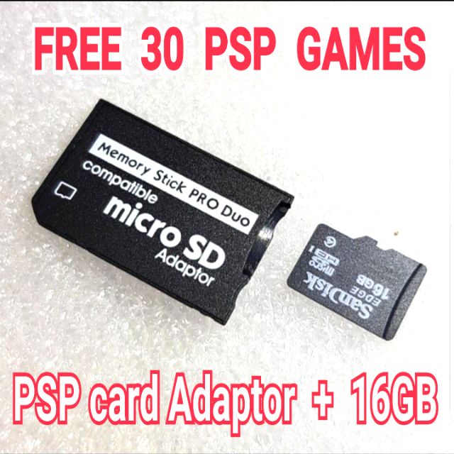 PSP 16GB Memory Card Sony PSP memory stick adaptor + 16GB micro SD TF