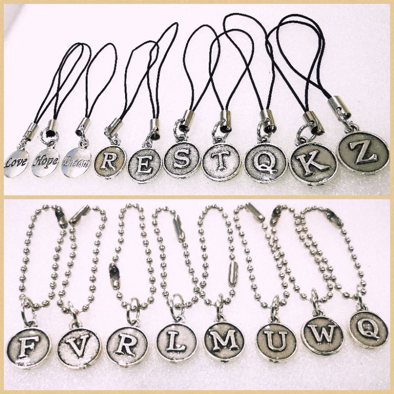 Alphabet Handphone Strap Mini Keychain Personalised Metal Charm