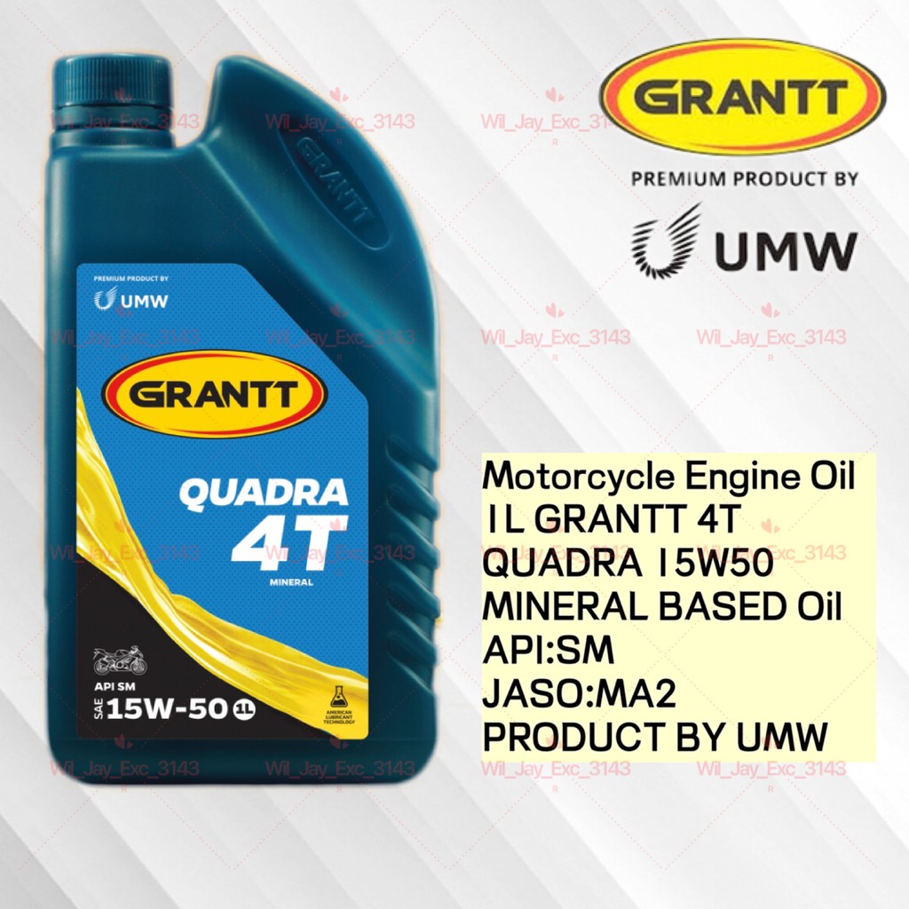 1 LITER GRANTT QUADRA 4T SAE 15W50 API:SM JASO:MA2 MOTORCYCLE ENGINE ...
