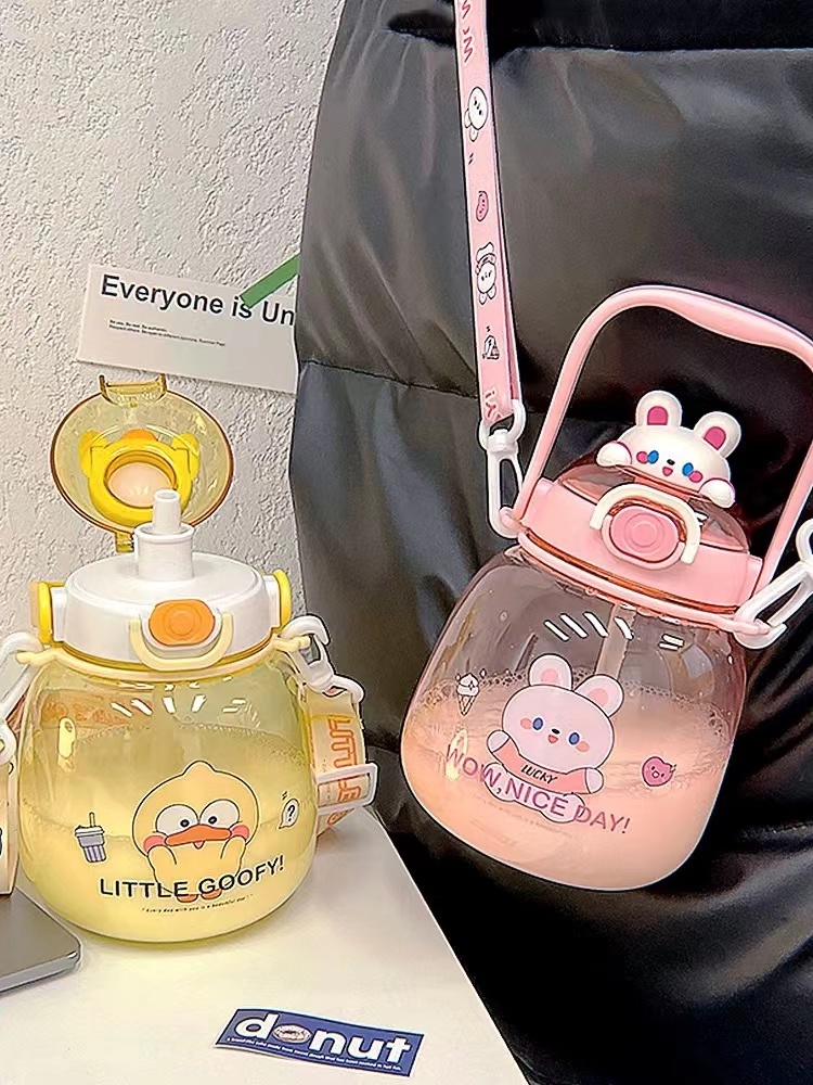 🇲🇾ready Stock🇲🇾1300ml Cute Bear Portable Water Bottle With Straw Big 