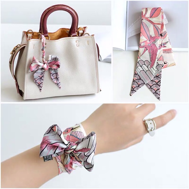 Twilly Scarf Bag Accessories Ribbon Handle Bag Slender Tied Wrapping Handle  Silk Decorative Scarf Multi-use Tie Bag