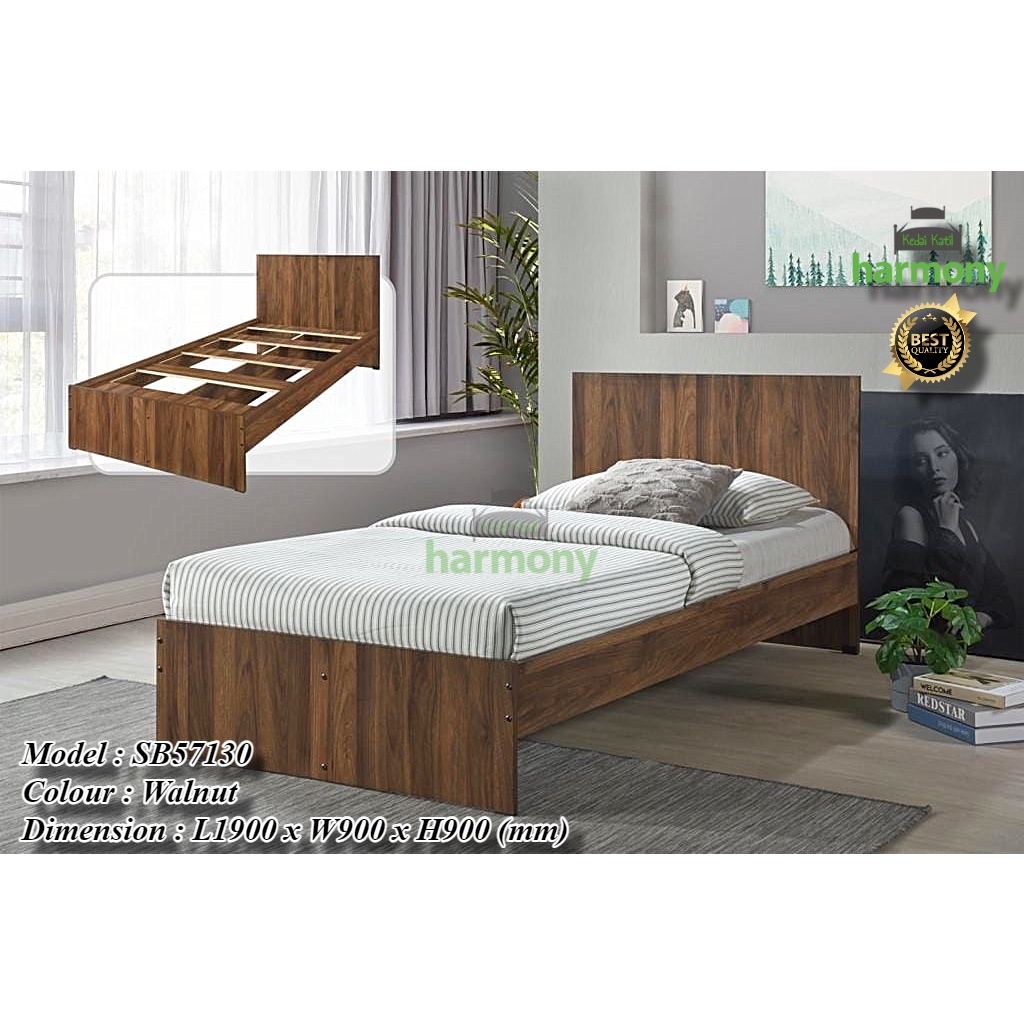 Harmony Melissa Wooden Single Bed Frame / Solid Wood Single Bed / Katil ...