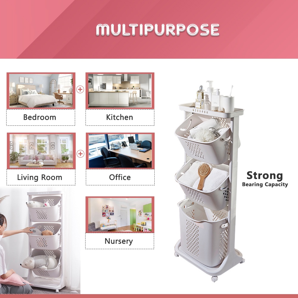Borong365 Multipurpose Plastic Bathroom Storage Dirty Laundry Basket ...