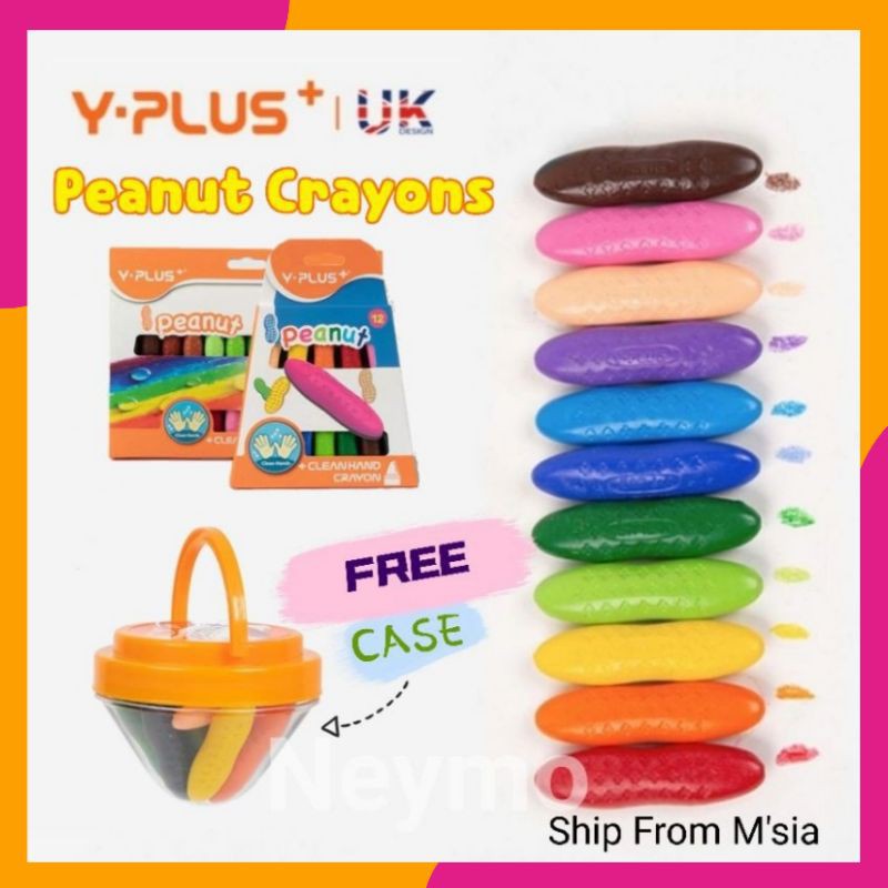 YPLUS 12 Color Washable Peanut Crayons for Kids, Malaysia