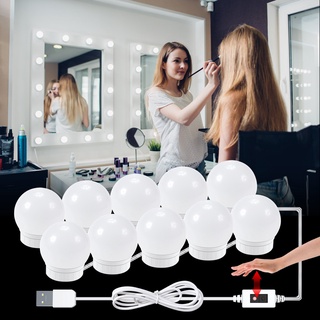 LED Makeup Mirror Light Bulbs USB Hollywood Vanity Make Up Mirror Lights  Bathroom Dressing Table Lighting