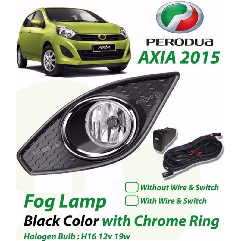 PERODUA AXIA Plug & Play Fog Lamp Spot Light with Chrome Ring Cover ...