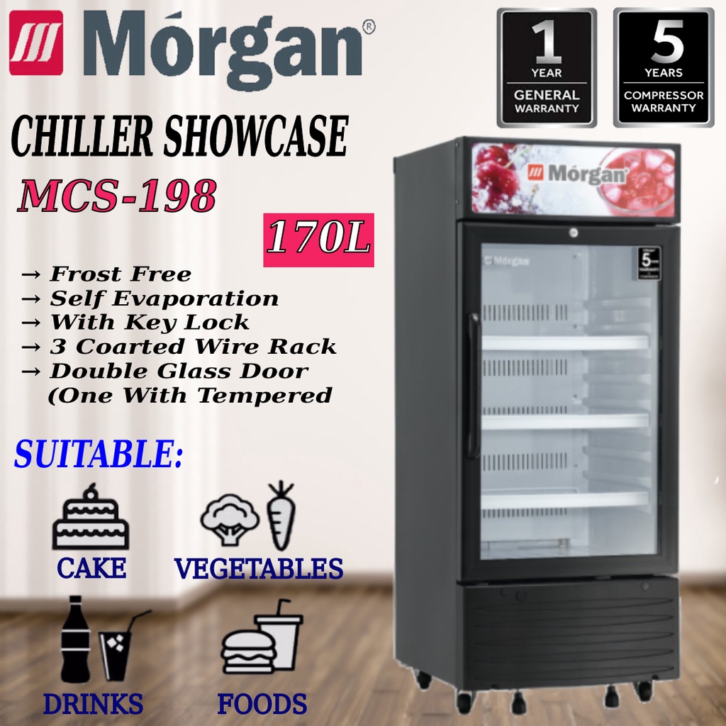 MORGAN 170L CHILLER SHOWCASE MCS198 / MCS-198 | Shopee Malaysia