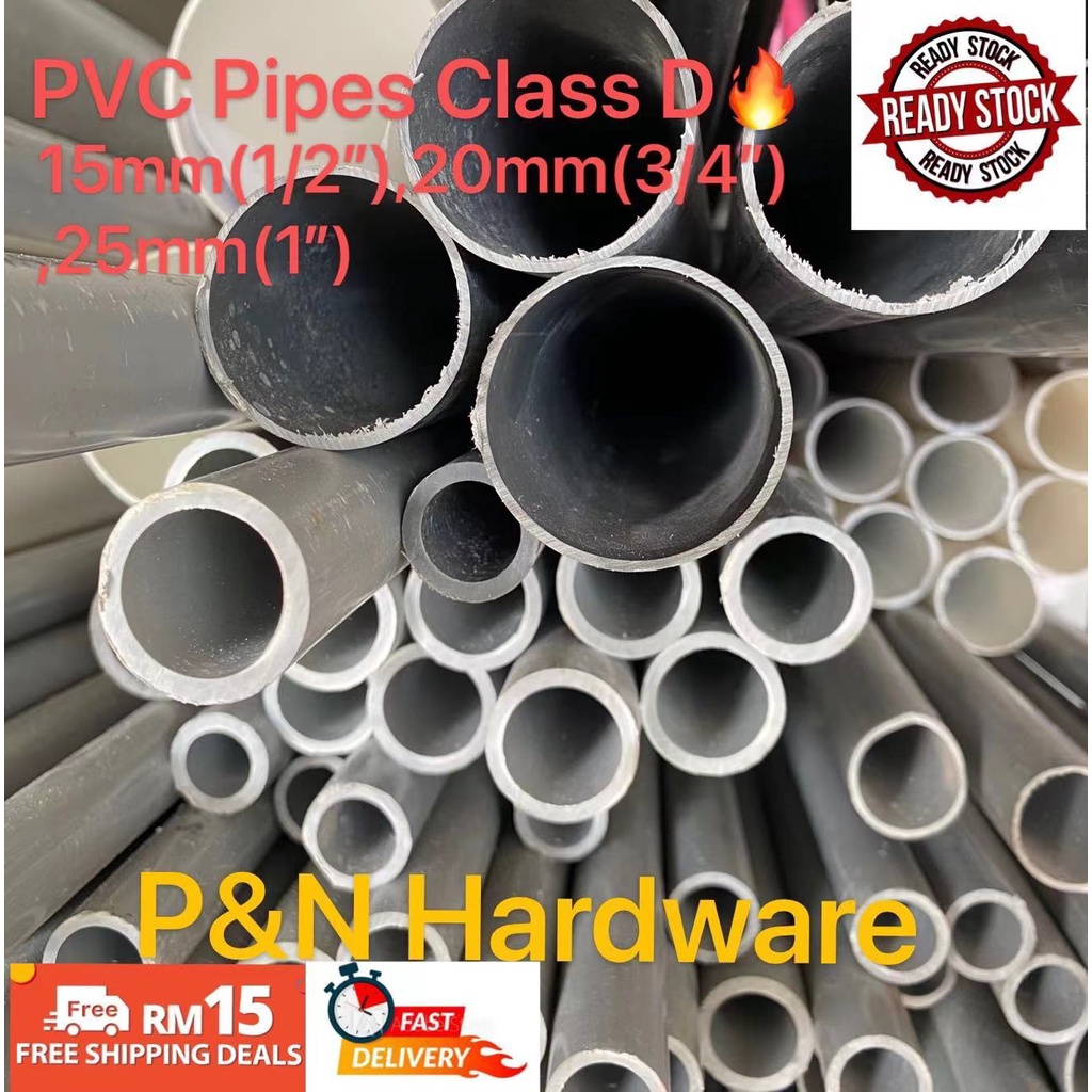 PVC PIPE(CLASS D)GREY 15MM(1/2"), 20MM(3/4"), 25MM(1")13Feet/ 13 kaki