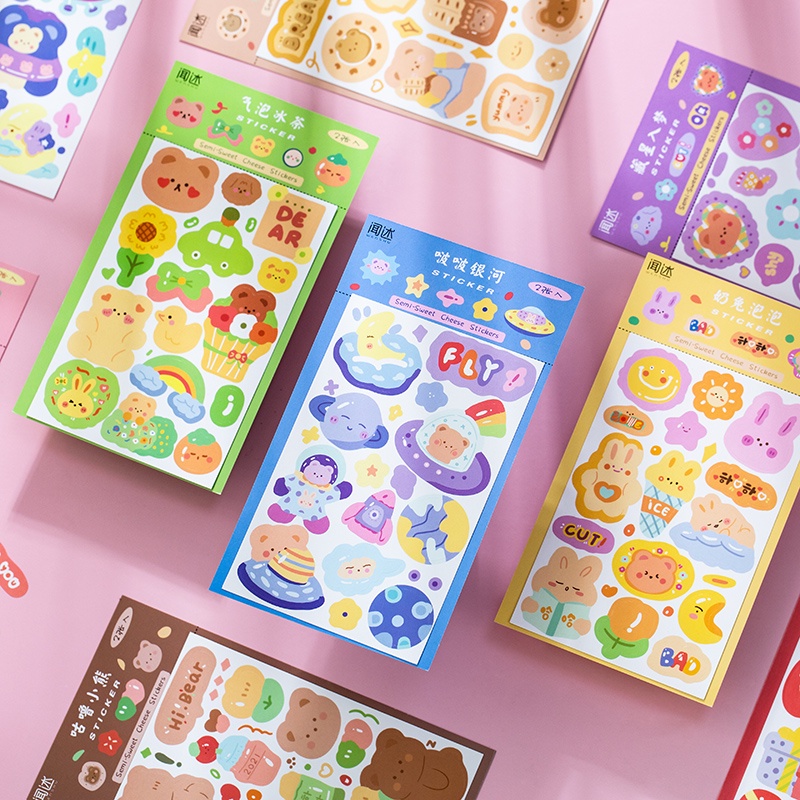 Mr. Paper 8 styles 2 sheets/pack cute cartoon bear dessert stickers ...