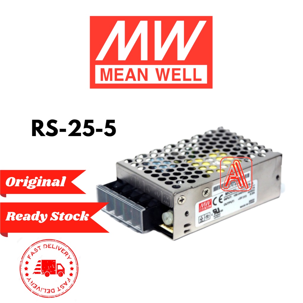 Mean Well RS-25-5 25W 5V MeanWell Single Output Switching Power Supply ...