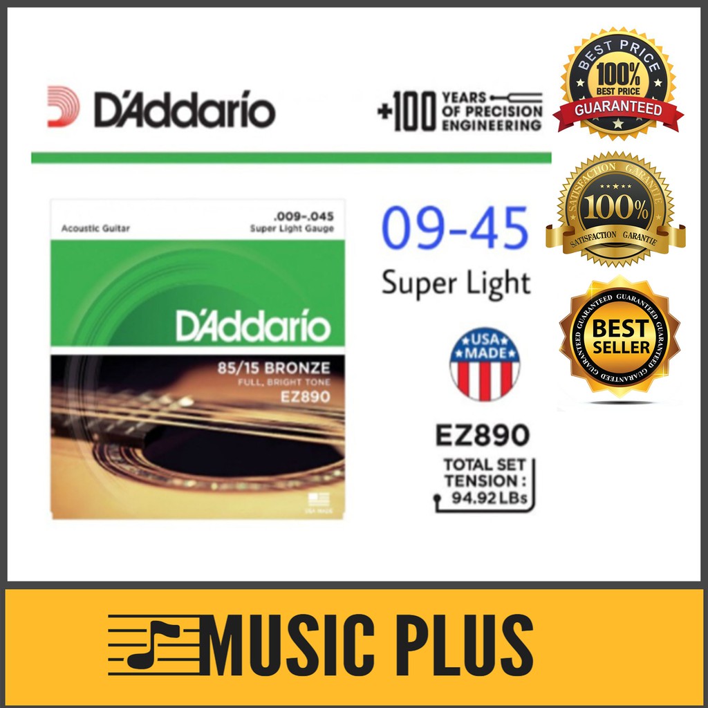 D'Addario EZ890 85/15 Bronze Acoustic Guitar Strings, Super Light, 945