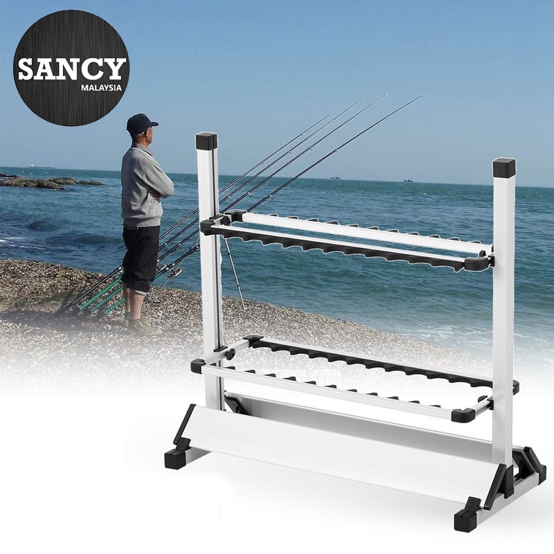 SANCY 24 Hole Aluminum Alloy Fishing Gear Lure Rod Display Rack ...