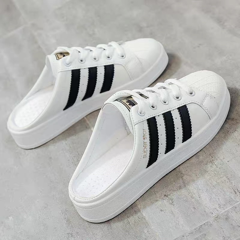 ADIDA SHOES Korean Women S Fashion Flat Half Slippers Casual Shoes Student Sneakers Lazy Sneakers Easy Match Girl Shopee Malaysia