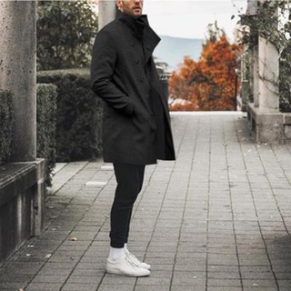 Men's European and American Mid-length Woolen Trench Coat | Shopee Malaysia