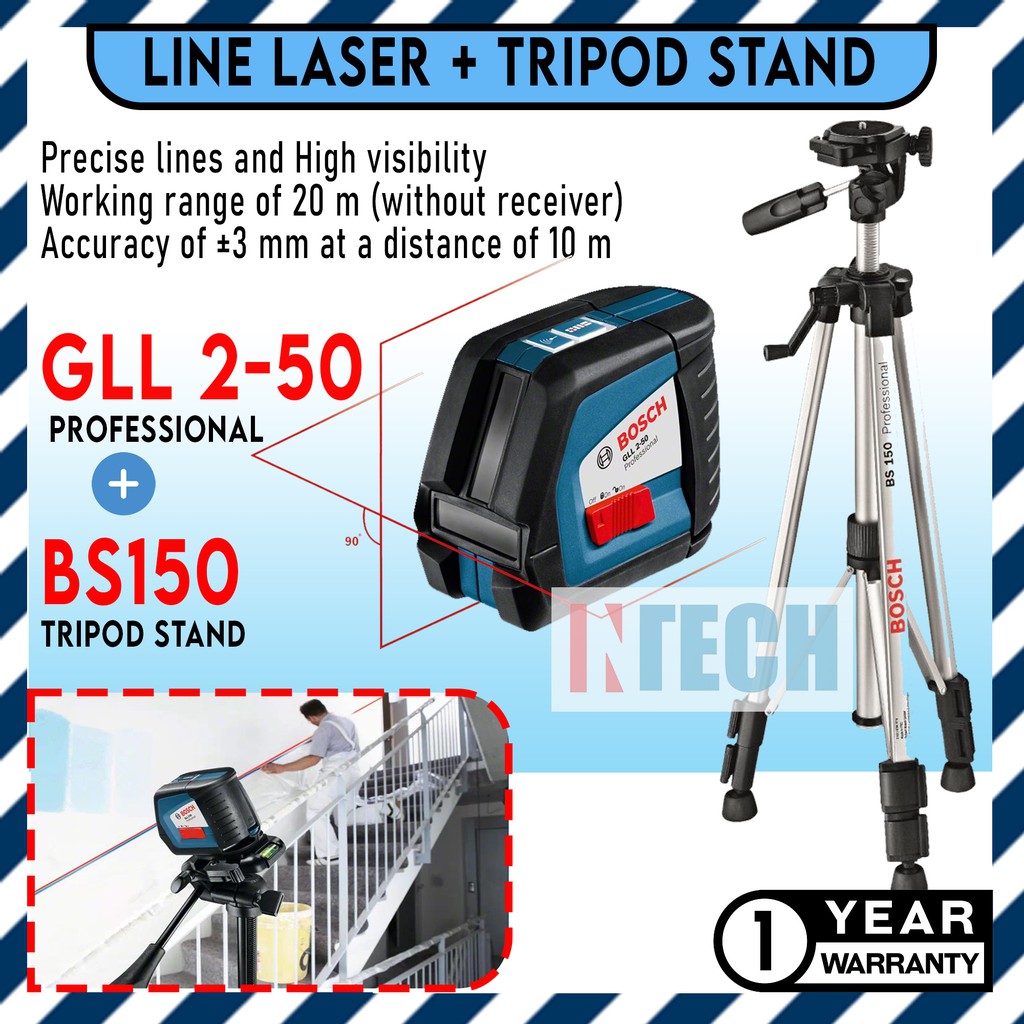 BOSCH GLL2 50 LINE LASER C W BS150 TRIPOD Shopee Malaysia