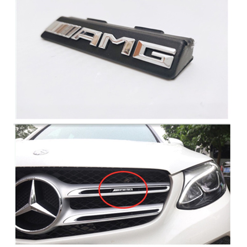 Mercedes benz GLC AMG FRONT GRILL LOGO BADGE EMBLEM (SILVER) | Shopee ...