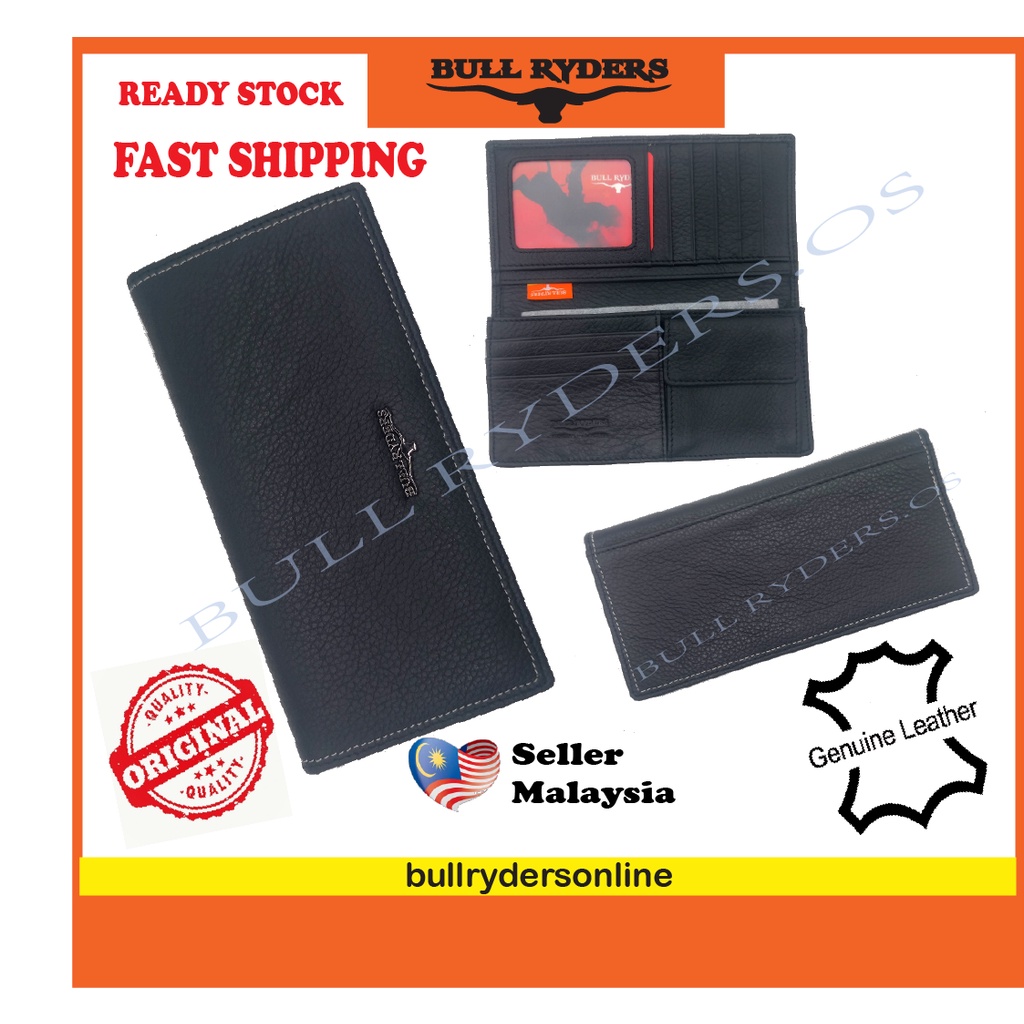BULL RYDERS - Genuine Leather Bifold Long Wallet with Coin Pocket Slot ...