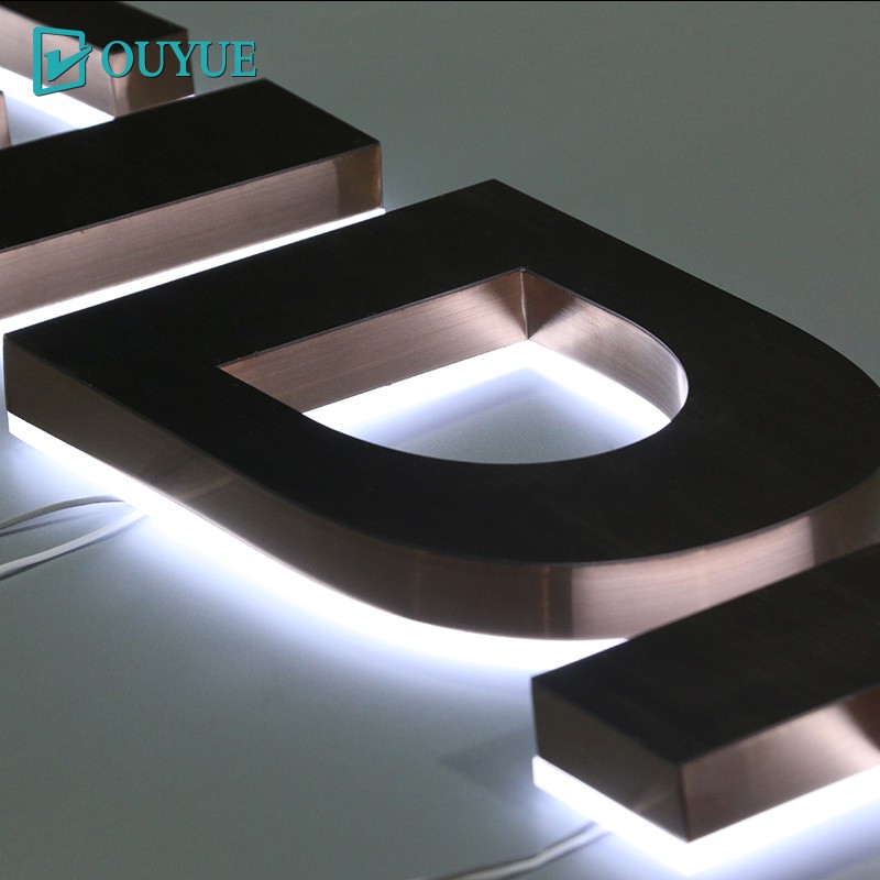 Custom stainless steel back light-emitting word titanium metal word ...