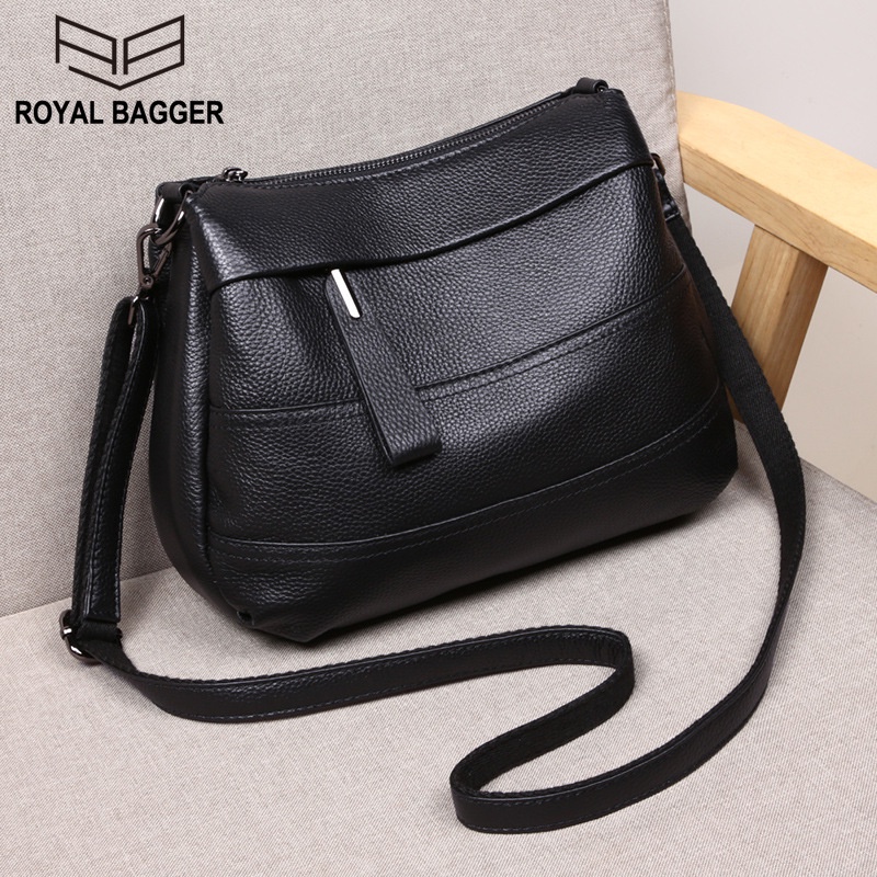 Royal Bagger New Genuine Cow Leather Simple Shoulder Bag For Women ...