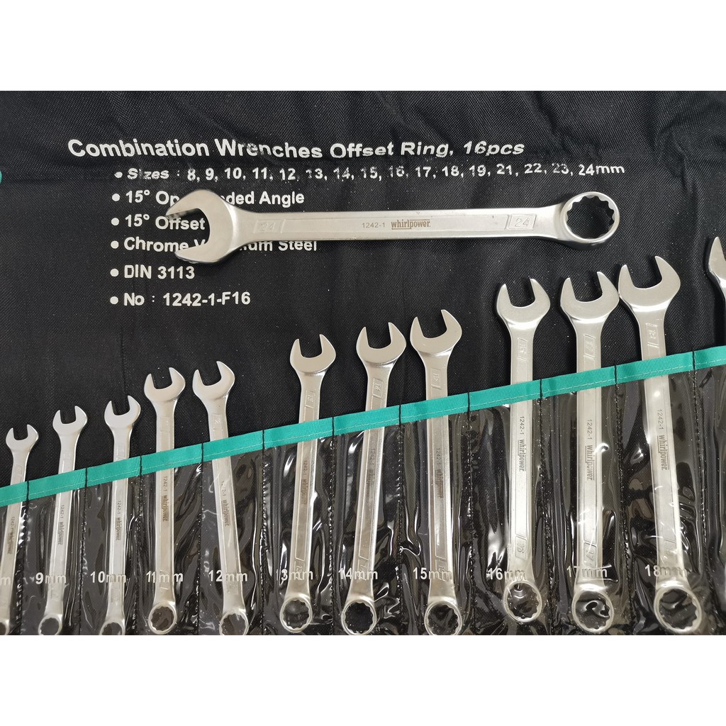 Whirlpower Combination Wrences Offset Ring Wrench Set size 8 to 24