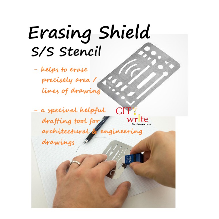 Erasing Shield> Stainless Steel Stencil Precision Erasing Drafting Tool