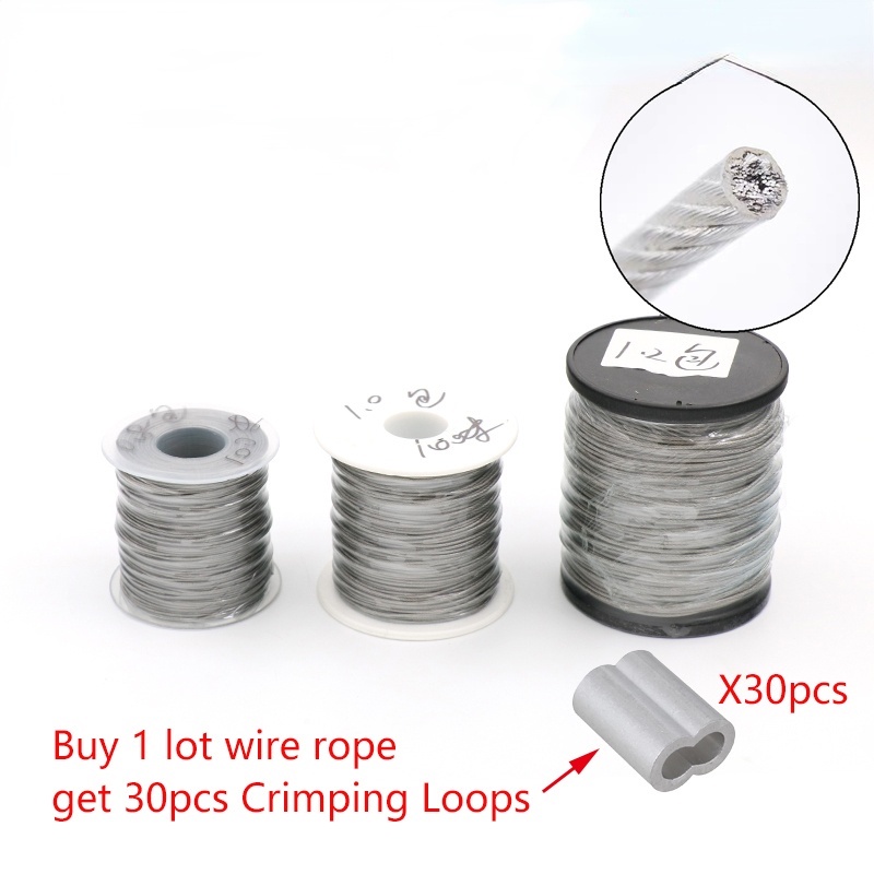 100Meters wire Rope PVC Transparent Coated Cable 304 Stainless Steel ...
