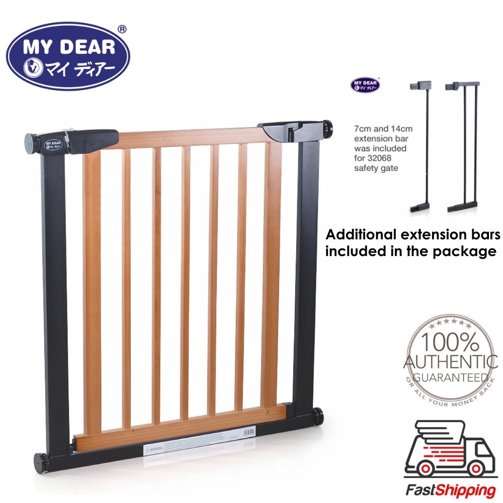 My Dear Baby Wooden Safety Gate 32068 With Both 1 x 7cm and 1 x 14cm Extensions Included
