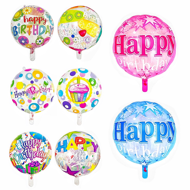 18 inch Transparent Happy Birthday Balloon Double-Sided Foil Helium ...
