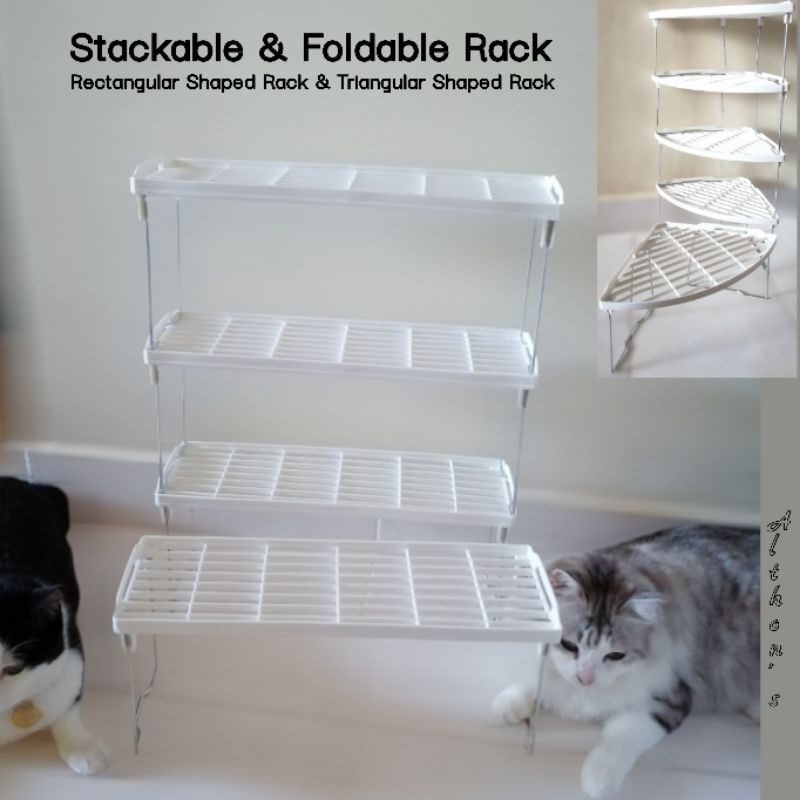 Triangular Corner Rack Multipurpose Rack Foldable & Stackable | Shopee ...