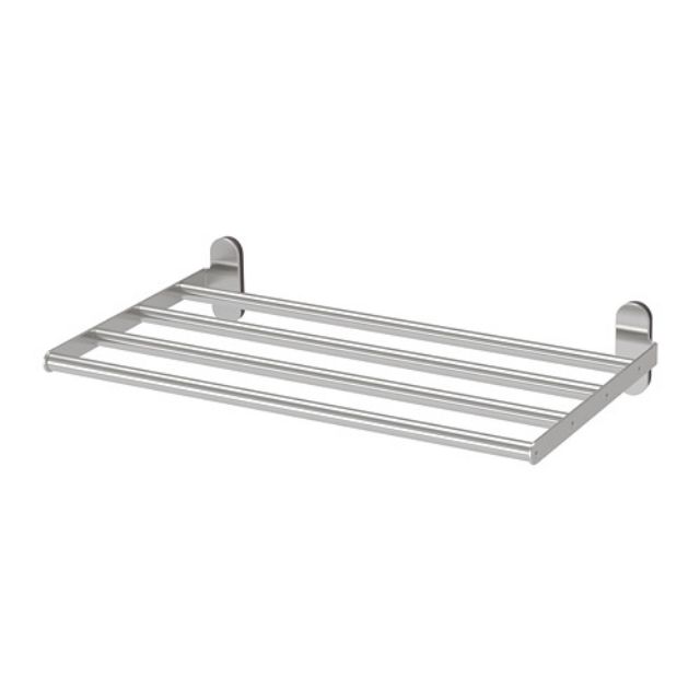 💥READY STOCK💥 IKEA BROGRUND Wall shelf with towel rail, stainless steel ...